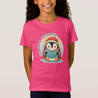 Camiseta Kids' Hot Pink Reading Penguin Storytime Cotton Te