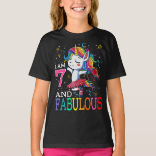 Camiseta Kids I am 7 and Fabulous Unicorn