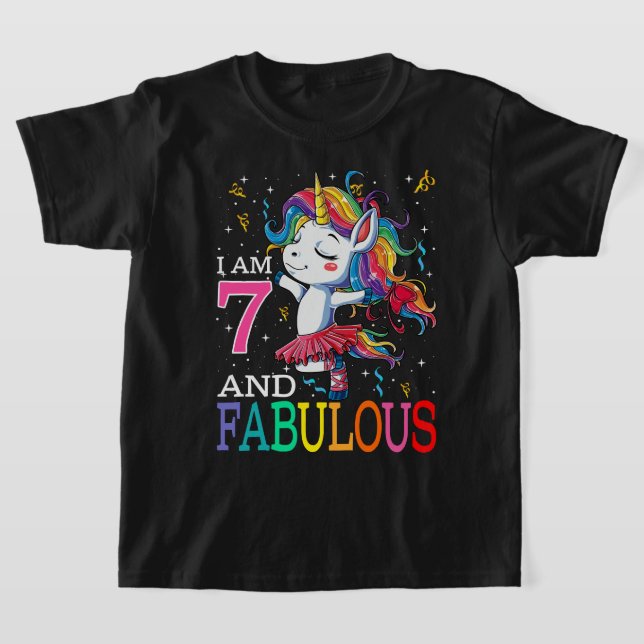 Camiseta Kids I am 7 and Fabulous Unicorn (Distribución)