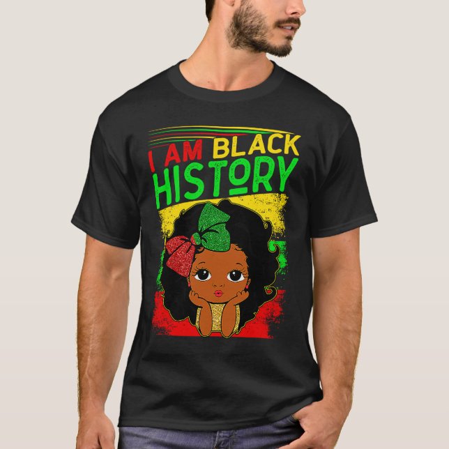 Camiseta Kids I Am Black History Girls Little Melanin Queen (Anverso)