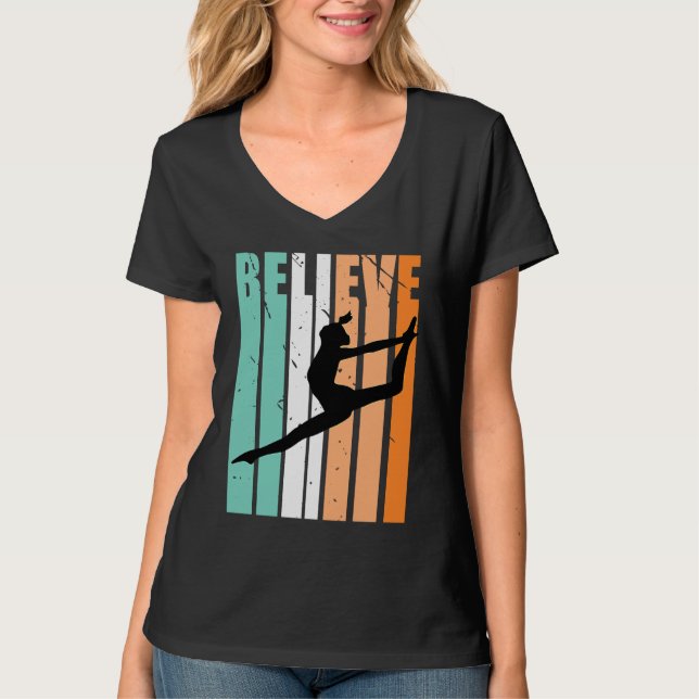 Camiseta Kids I Love Dance Team Believe Dancer Dancing Retr (Anverso)