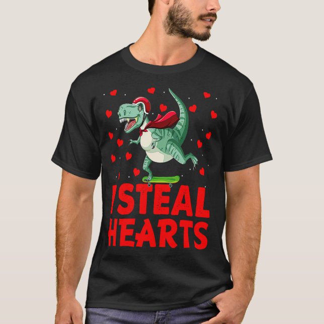 Camiseta Kids I Steal Hearts Dinosaur Valentines Day For Ba (Anverso)