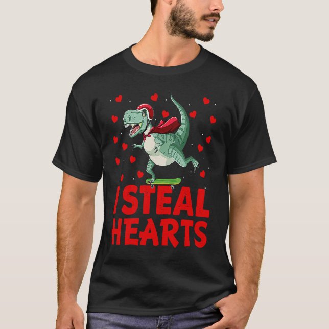 Camiseta Kids I Steal Hearts Dinosaur Valentines Day For Ba (Anverso)