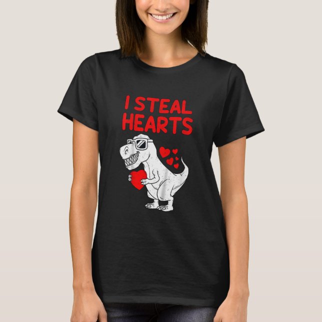 Camiseta Kids I Steal Hearts T Rex Dino Valentines Day Todd (Anverso)