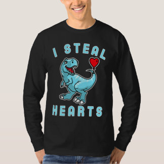 Camiseta Kids I Steal Hearts Trex Dino Cute Baby Boy Valent