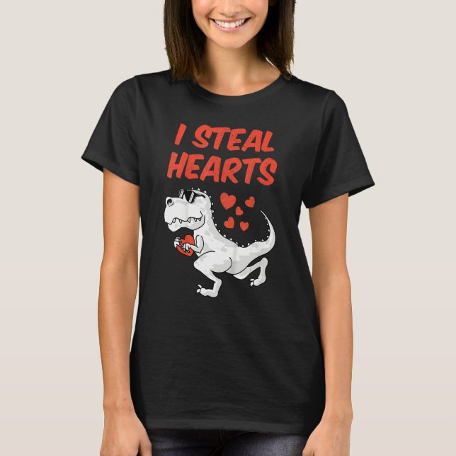 Camiseta Kids I Steal Hearts Valentine's Day Toddler Dinosa (Anverso)