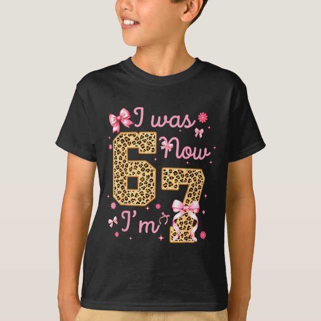 Camiseta Kids I Was 6 Now I'm 7 Leopard Coquette Bow Birthd (Anverso)