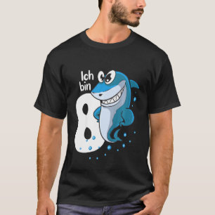 Camiseta Kids Ich Bin 8 Jahre Alt Shark 8Cumpleaños