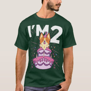 Camiseta Kids Im 2 Bday Dog Party Kids 2nd Birthday Corgi D