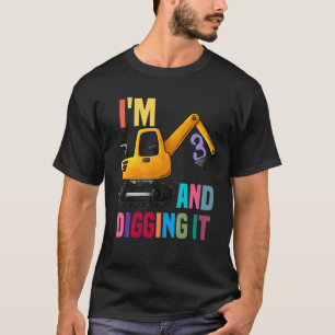 Camiseta Kids I'm 3 And Digging It Construction Birtday Par