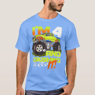 Camiseta Kids I'm 4 And Crushing It - Monster Truck 4 Years