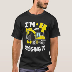 Camiseta Kids I'm 4 And Digging It Construction Excavator 4