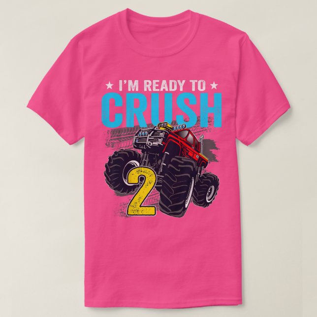 Camiseta Kids I'm Ready to Crush 2 Monster Truck 2nd Birthd (Diseño del anverso)