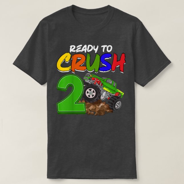 Camiseta Kids I'm Ready To Crush 2 Monster Truck T-Rex Birt (Diseño del anverso)