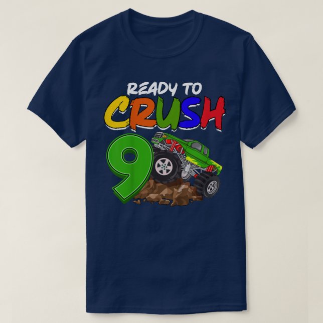 Camiseta Kids I'm Ready To Crush 9 Monster Truck T-Rex Birt (Diseño del anverso)