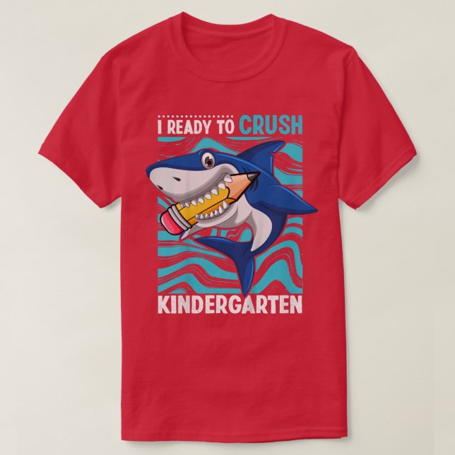 Camiseta Kids Im Ready To Crush Kindergarten Shark Boys  (Diseño del anverso)