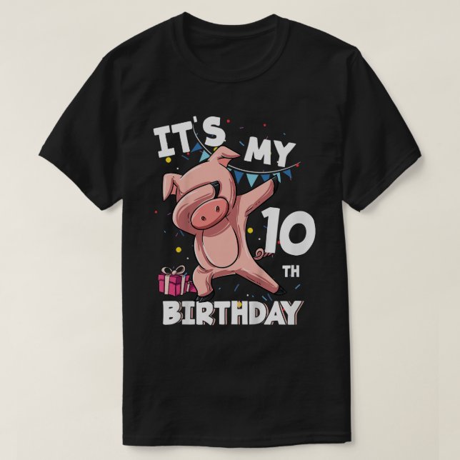 Camiseta Kids Its My 10th Birthday 10 Year Old Pig Birthday (Diseño del anverso)