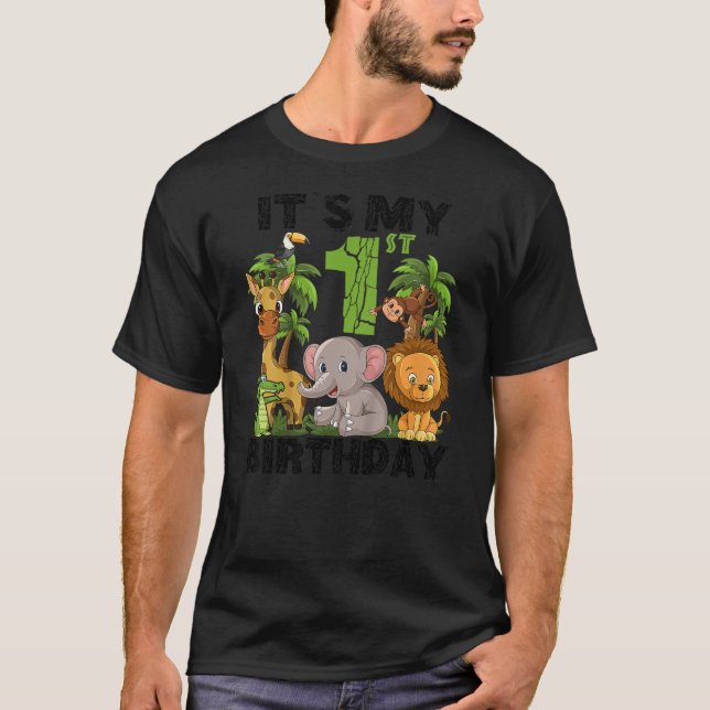 Camiseta Kids It's My 1st Birthday Zoo Safari Jungle Animal (Anverso)