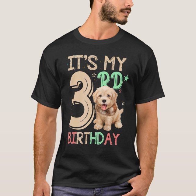Camiseta Kids It's My 3º Birthday Dog Theme (Tema del perro (Anverso)