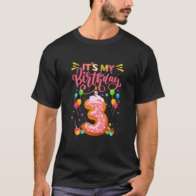 Camiseta Kids It's My 3º cumpleaños Sweet Donu de 3 años G (Anverso)