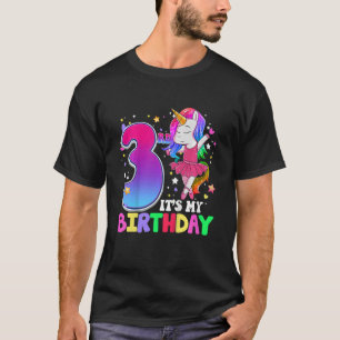 Camiseta Kids It's My 3º cumpleaños Unicorn de 3 años