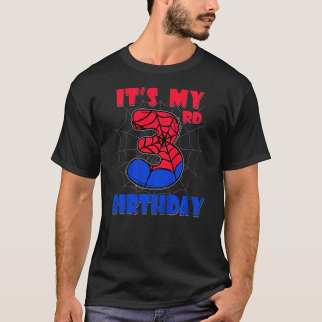 Camiseta Kids It's My 3rd Birthday Spider Theme Party 3 Yea (Anverso)