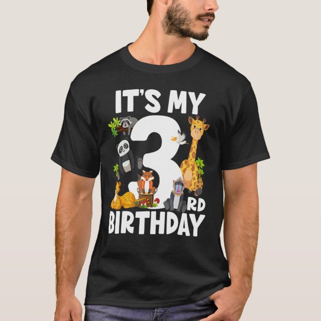 Camiseta Kids It's My 3rd Birthday Zoo Jungle Safari 3 Year (Anverso)