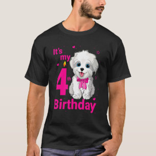 Camiseta Kids It's My 4º Birthday Dog Lover 4 años