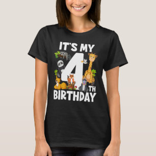 Camiseta Kids It's My 4th Birthday Zoo Jungle Safari 4 Year