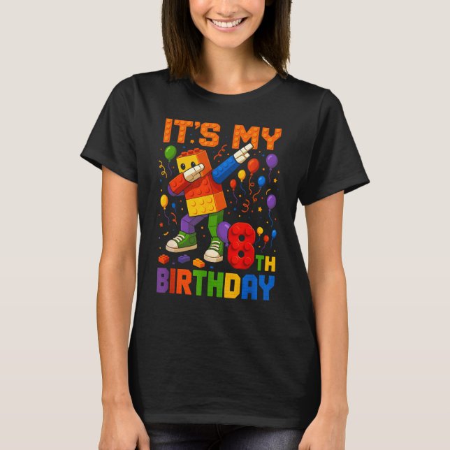 Camiseta Kids Its My 8th Birthday Building Blocks 8 Years O (Anverso)