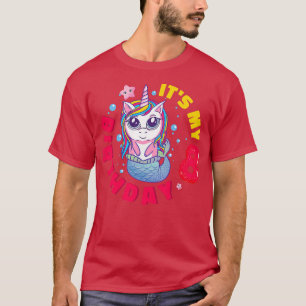 Camiseta Kids It's My 8th Birthday Happy 8 Year Unicorn Mer