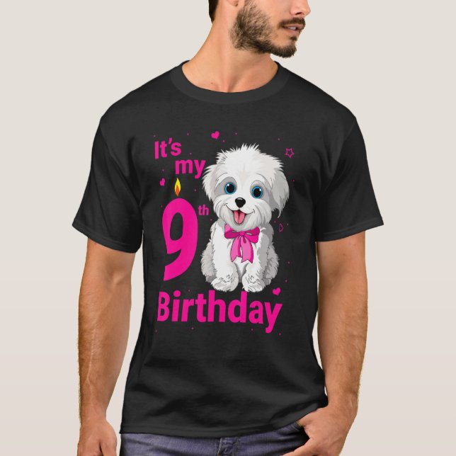 Camiseta Kids It's My 9º Birthday Dog Lover 9 años (Anverso)