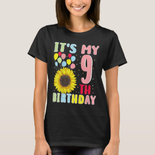 Camiseta Kids It's My 9º cumpleaños Sunflower Bi de 9 años
