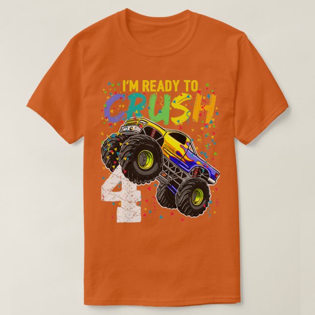 Camiseta Kids Ix27m Ready to Crush 4 Monster Truck 4th Birt (Diseño del anverso)