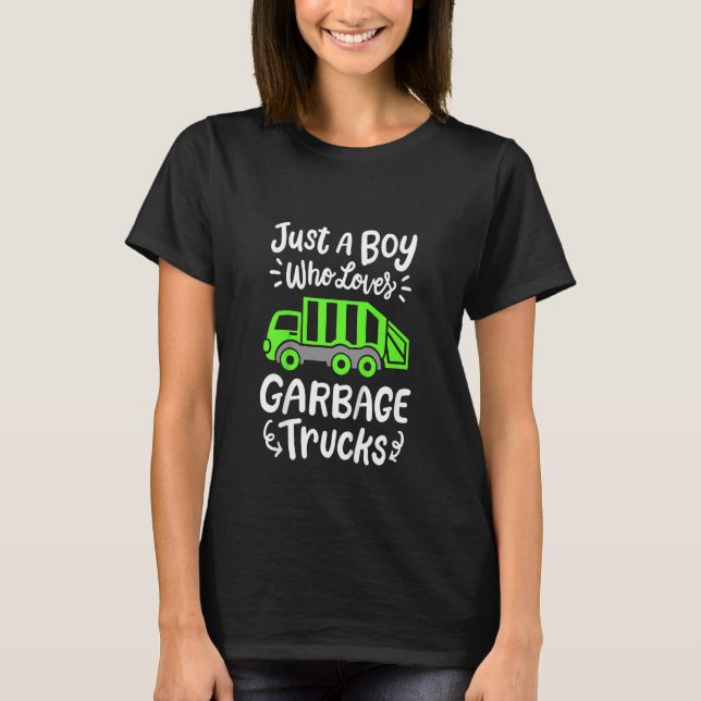 Camiseta Kids Just a Boy who loves Garbage Trucks (Anverso)