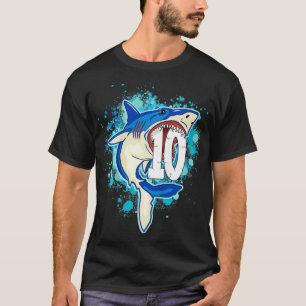 Camiseta Kids Kids 10 yrs Old Boys Shark Birthday Gift  Tee
