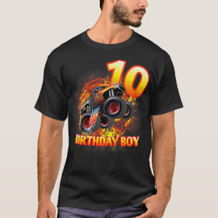 Camiseta Kids Kids Birthday Boy 10 years old Monster Truck 