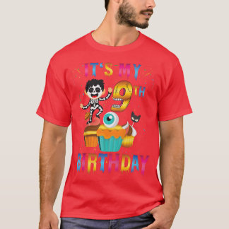 Camiseta Kids Kids It's My 9º Birthday Ghost Skeleton Hall