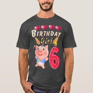 Camiseta Kids Kids Kids 6 Year Old Pig Birthday Girl Cute 6