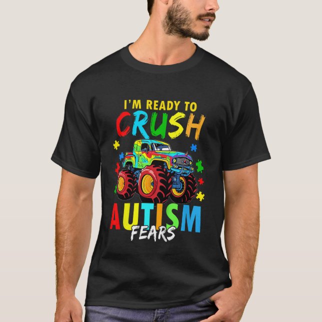 Camiseta Kids Kids Monster Truck Autism Awareness Tee Mom S (Anverso)
