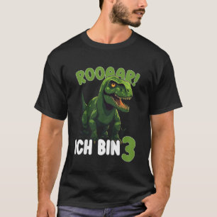 Camiseta Kids Kinder Ich Bin 3 Dinosaurios Dino Cumpleaños