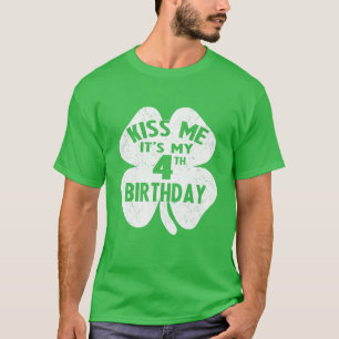 Camiseta Kids Kiss Me It's My 4Th Birthday St Patrick's Day