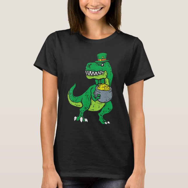 Camiseta Kids Leprechaun Irish T-Rex Dinosaur St Patrick Da (Anverso)
