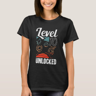 Camiseta Kids Level 10 Unlocked Video Gamer 10th Birthday B