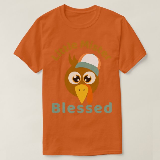 Camiseta Kids Little Mister Blessed Thanksgiving Turkey Boy (Diseño del anverso)