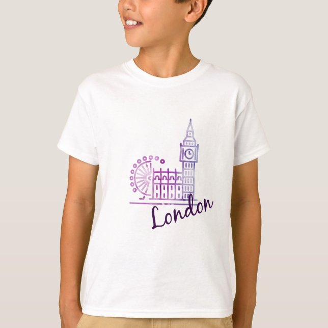 Camiseta Kids London T-Shirt Big Ben y London Eye Souvenir (Anverso)