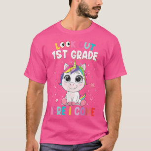 Camiseta Kids Look Out 1st Grade Here I Come Unicorn Back T