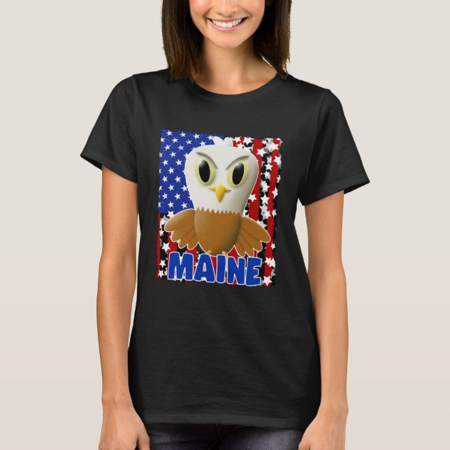 Camiseta Kids Maine Bald Eagle  Proud American Flag Boys Gi (Anverso)