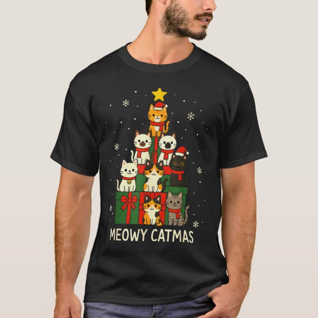 Camiseta Kids Men Women Meowy Catmas Funny Christmas Cats C (Anverso)