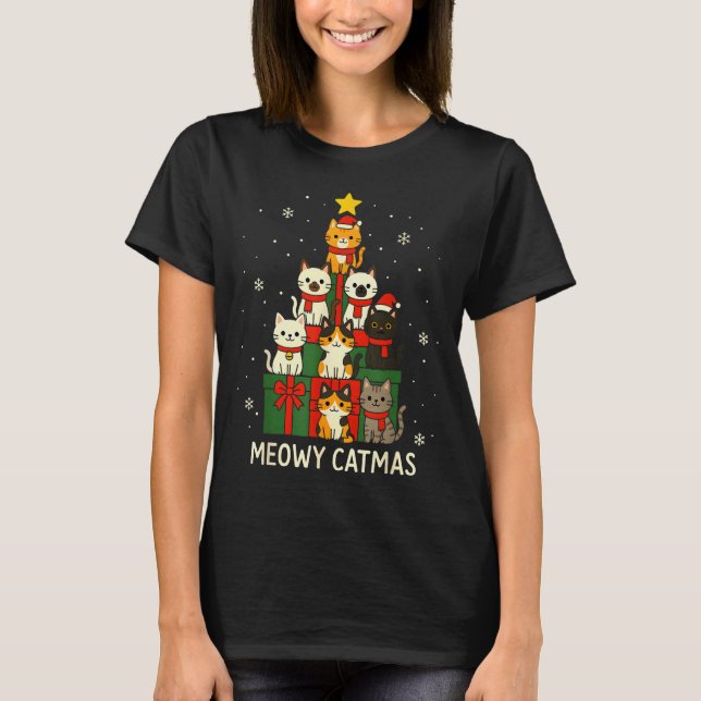 Camiseta Kids Men Women Meowy Catmas Funny Christmas Cats C (Anverso)